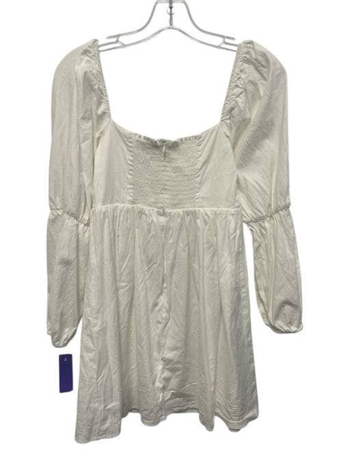 Reformation Size 4 White Cotton Blend Balloon Sleeve Long Sleeve Dress White / 4