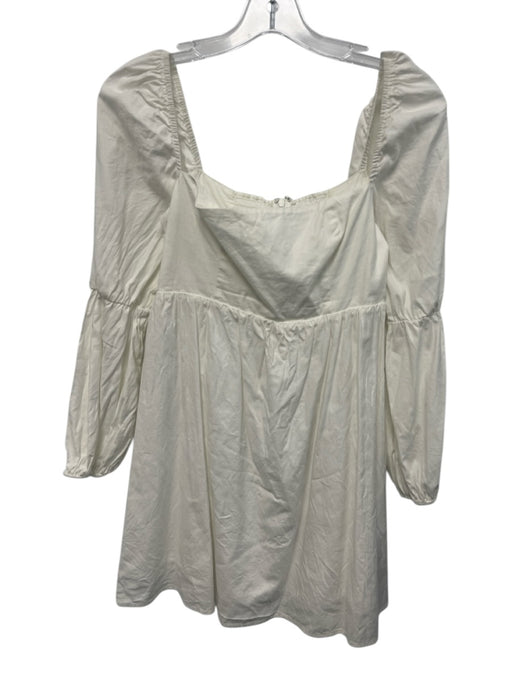 Reformation Size 4 White Cotton Blend Balloon Sleeve Long Sleeve Dress White / 4