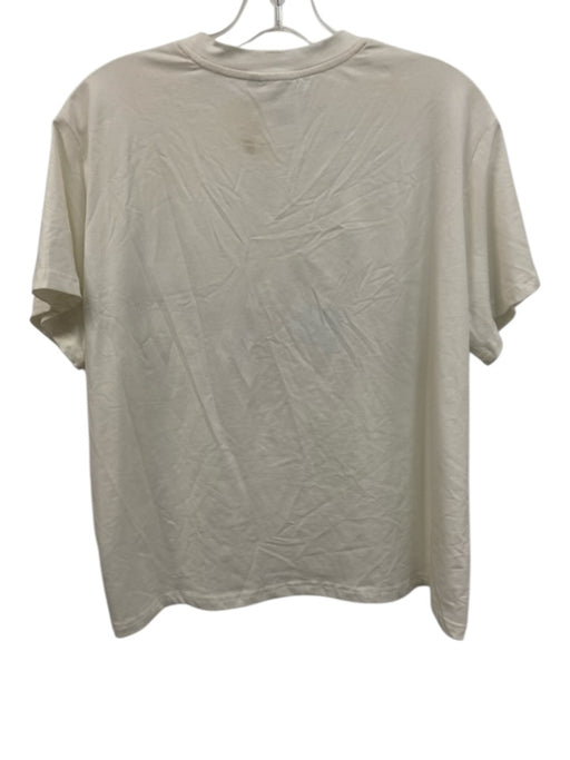 Queen of Sparkles Size M Cream White & Multi Cotton Blend Short Sleeve Top Cream White & Multi / M