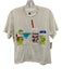 Queen of Sparkles Size M Cream White & Multi Cotton Blend Short Sleeve Top Cream White & Multi / M