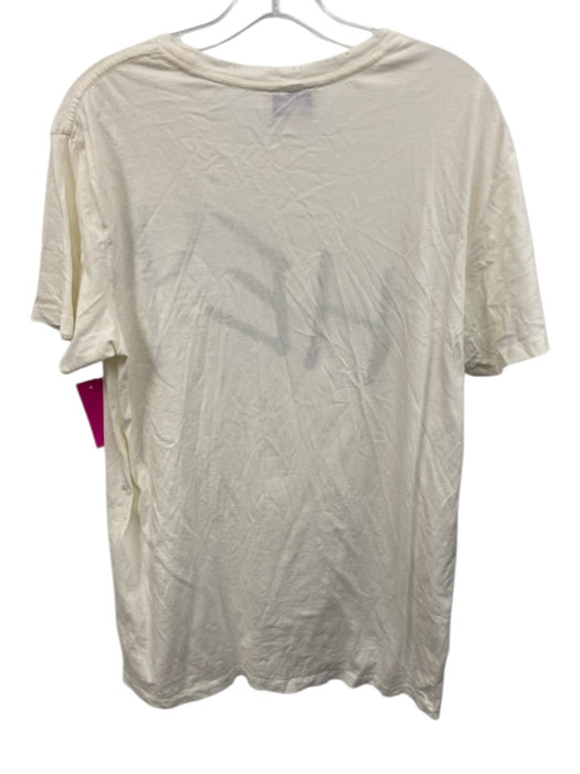 Koch Size M Cream White & Black Cotton Short Sleeve Graphic T Shirt Top Cream White & Black / M