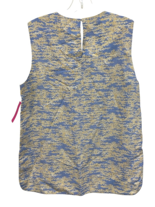 COS Size 10 Blue, Cream & Yellow Rayon & Linen Abstract Print Sleeveless Top Blue, Cream & Yellow / 10