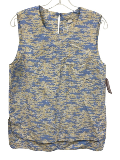 COS Size 10 Blue, Cream & Yellow Rayon & Linen Abstract Print Sleeveless Top Blue, Cream & Yellow / 10