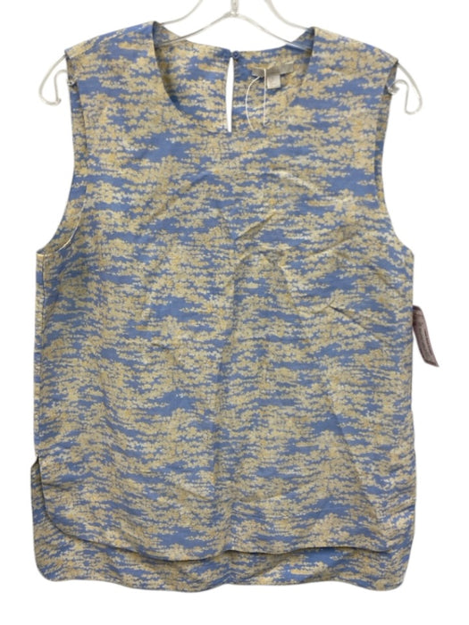 COS Size 10 Blue, Cream & Yellow Rayon & Linen Abstract Print Sleeveless Top Blue, Cream & Yellow / 10
