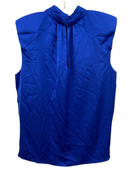 Ramy Brook Size L Blue Polyester Shoulder Pads Sleeveless Tie Detail Top Blue / L