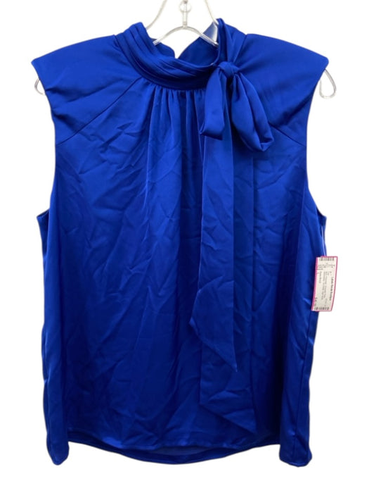 Ramy Brook Size L Blue Polyester Shoulder Pads Sleeveless Tie Detail Top Blue / L