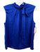 Ramy Brook Size L Blue Polyester Shoulder Pads Sleeveless Tie Detail Top Blue / L