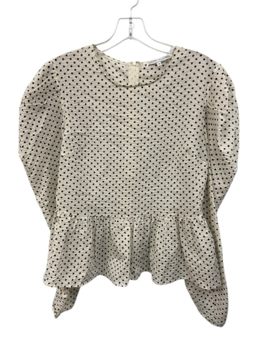 English Factory Size M Cream White & Black Cotton Seersucker Polka Dot Top Cream White & Black / M
