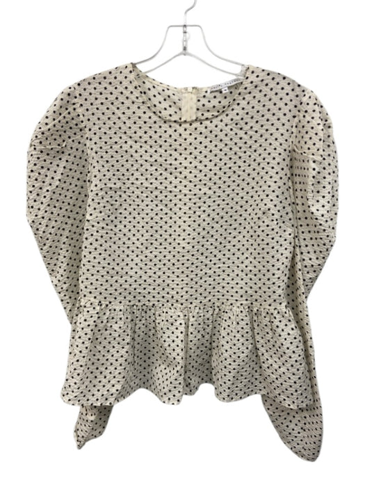 English Factory Size M Cream White & Black Cotton Seersucker Polka Dot Top Cream White & Black / M