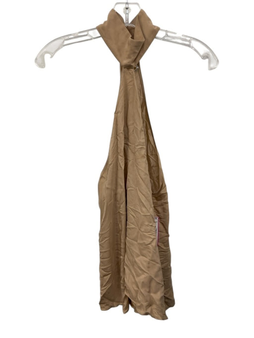 Amanda Uprichard Size L Beige Silk High Neck Sleeveless Halter Tank Top Beige / L