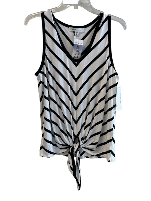 Karen Kane Size XL White & Black Rayon Sleeveless Striped Scoop Neck Top White & Black / XL