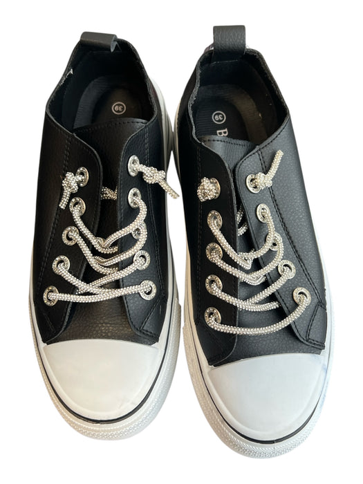Bonavi Shoe Size 39 Black & White Manmade Material Round Toe lace up Shoes Black & White / 39