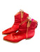 We The Free Shoe Size 39 Red Leather Square Point Toe Back Zip Block Heel Boots Red / 39