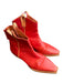 We The Free Shoe Size 39 Red Leather Square Point Toe Back Zip Block Heel Boots Red / 39