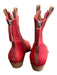 We The Free Shoe Size 39 Red Leather Square Point Toe Back Zip Block Heel Boots Red / 39