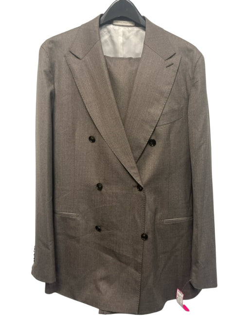 Suitsupply Brown Wool Double Breasted Men's Suit Brown / 46L