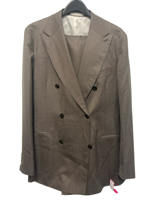 Suitsupply Brown Wool Double Breasted Men's Suit Brown / 46L