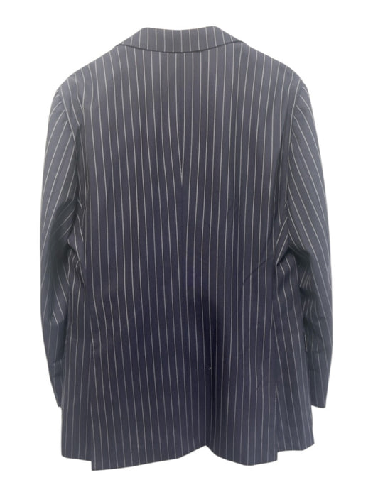 Suitsupply Navy Blue & White Wool Striped 3 Piece Men's Suit Navy Blue & White / Est 42