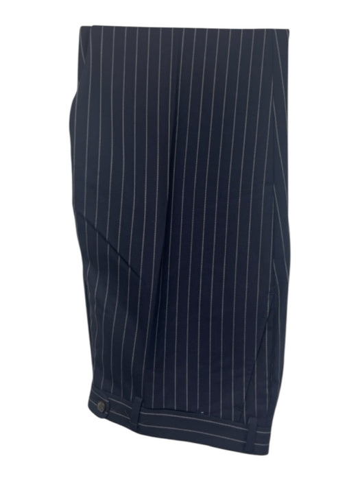 Suitsupply Navy Blue & White Wool Striped 3 Piece Men's Suit Navy Blue & White / Est 42
