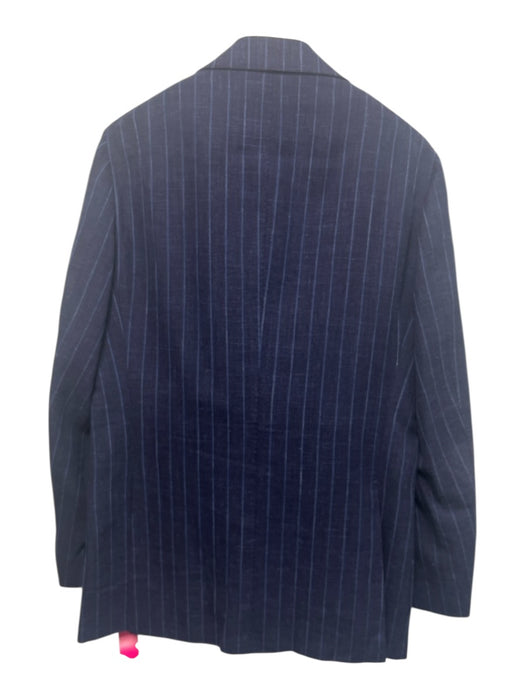 Suitsupply Navy Blue & Blue Wool Striped Double Breasted Men's Suit Navy Blue & Blue / Est 40