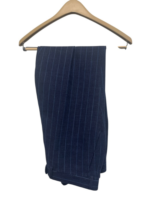 Suitsupply Navy Blue & Blue Wool Striped Double Breasted Men's Suit Navy Blue & Blue / Est 40