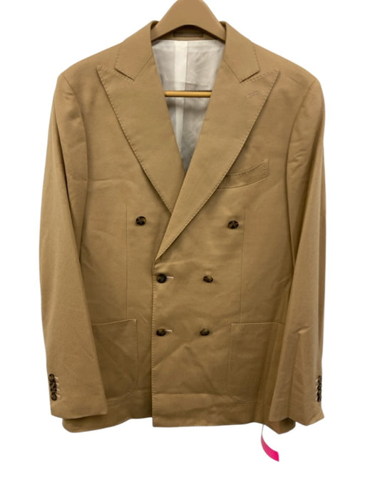 Suitsupply Light Brown Wool Solid Double Breasted Men's Suit Light Brown / Est 42