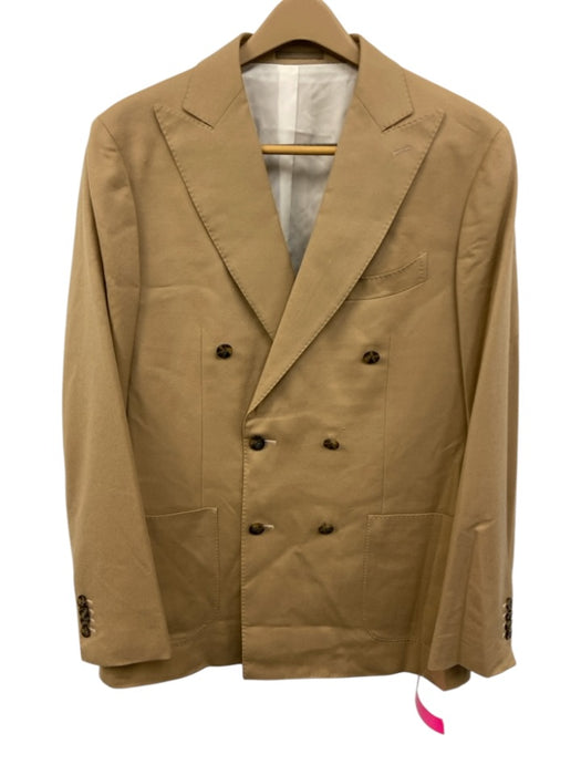 Suitsupply Light Brown Wool Solid Double Breasted Men's Suit Light Brown / Est 42