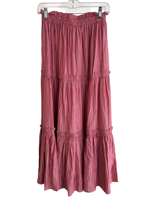 Tuckernuck Size XS Pink Polyester & Rayon Elastic Waist Tiered Striped Skirt Pink / XS