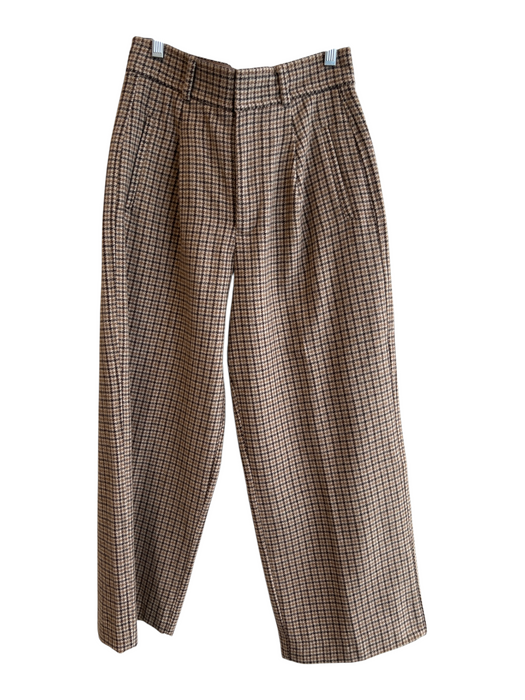Everlane Size 2 Brown Wool & Nylon Houndstooth High Rise Zip Fly Pants Brown / 2