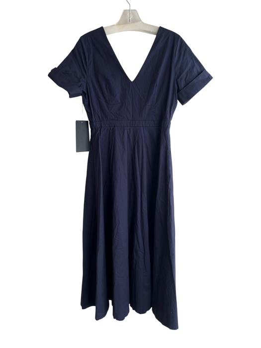 Tuckernuck Size XS Navy Cotton V Neck & Back Short Sleeve Button Down Maxi Dress Navy / XS