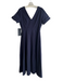 Tuckernuck Size XS Navy Cotton V Neck & Back Short Sleeve Button Down Maxi Dress Navy / XS