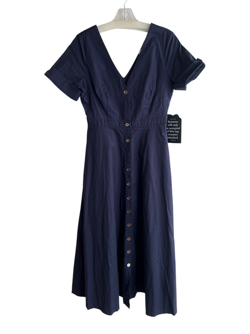 Tuckernuck Size XS Navy Cotton V Neck & Back Short Sleeve Button Down Maxi Dress Navy / XS