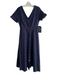 Tuckernuck Size XS Navy Cotton V Neck & Back Short Sleeve Button Down Maxi Dress Navy / XS