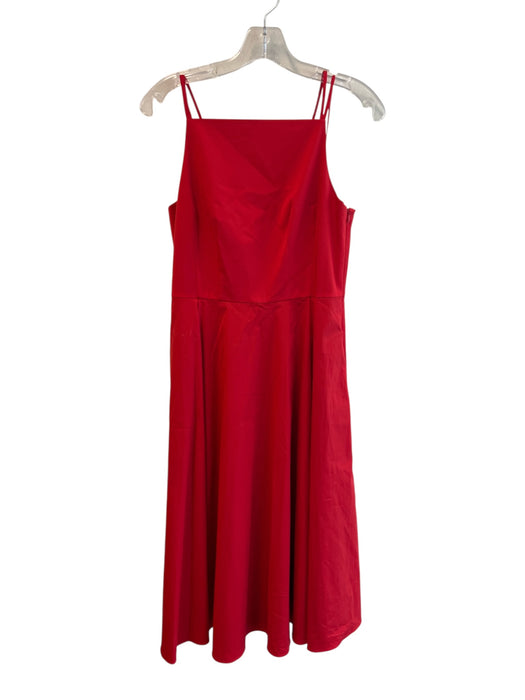 Theory Size 2 Red Cotton Blend Side Zip Side Pockets Pleated Knee length Dress Red / 2