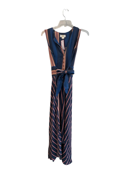 Maeve Size M Blue & Pink Viscose Buttons Tie Waist Side Zip Maxi Dress Blue & Pink / M