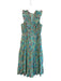J. Crew Size 2 Blue & Multi Cotton Floral Sleeveless Back Zip V Neck Dress Blue & Multi / 2