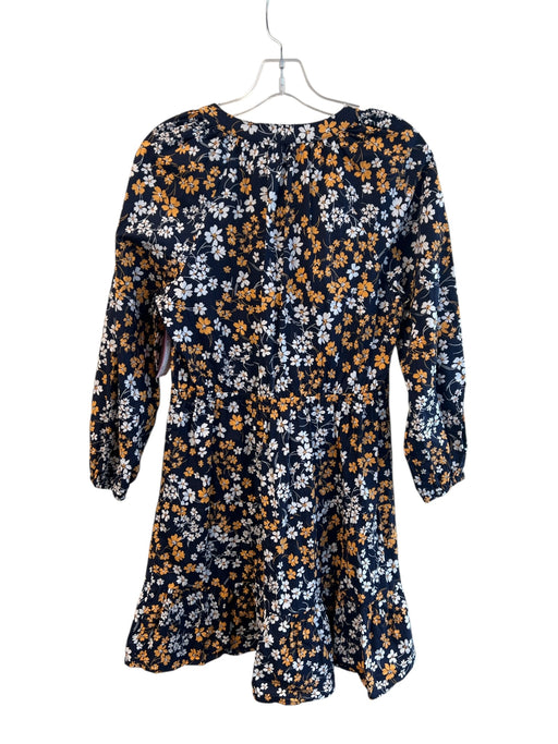Draper James Size XS Navy, White & Gold Cotton Blend Floral V Neck Dress Navy, White & Gold / XS