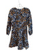 Draper James Size XS Navy, White & Gold Cotton Blend Floral V Neck Dress Navy, White & Gold / XS