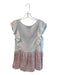 RANNA GILL Size XS Pink & White Rayon Blend Ruffle Detail Short Sleeve Top Pink & White / XS