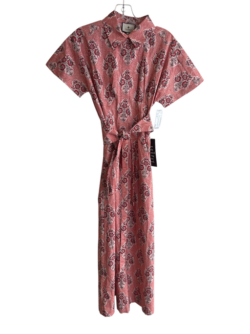 Tuckernuck Size XS Pink Cotton Collared Button Down Short Sleeve Maxi Dress Pink / XS
