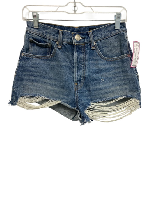 Rag & Bone Size 26 Medium Wash Cotton Denim Mid Rise Distressed Cut Off Shorts Medium Wash / 26