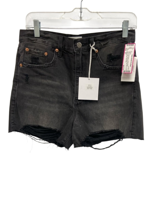 Pistola Size 27 Faded Black Cotton Denim Distressed Whiskering High Rise Shorts Faded Black / 27
