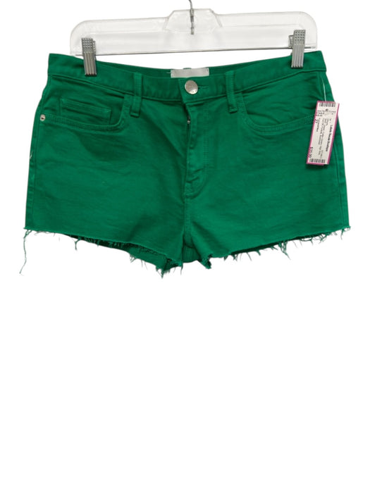 Current/Elliot Size 27 Green Cotton Denim High Rise Cut Off Pockets Shorts Green / 27