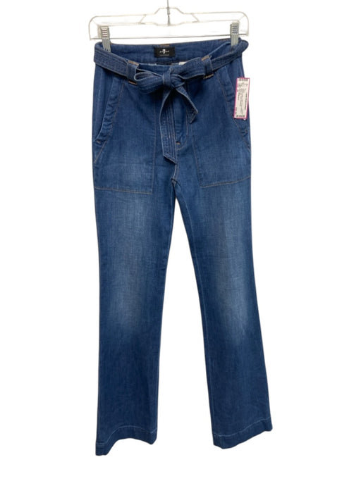 7 For All Mankind Size 26 Medium Wash Cotton Denim Pockets Wide Leg Faded Jeans Medium Wash / 26