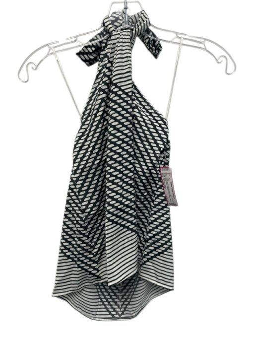Banana Republic Size Petite XS Black & White Polyester Sleeveless Open Back Top Black & White / Petite XS