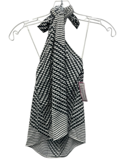 Banana Republic Size Petite XS Black & White Polyester Sleeveless Open Back Top Black & White / Petite XS