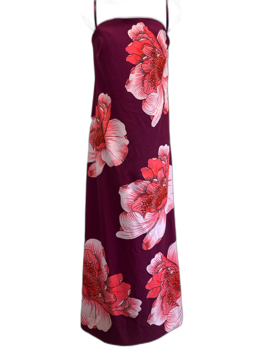 BHLDN Size 6 Burgundy & pink Polyester Blend Strapless Floral Column Gown Burgundy & pink / 6