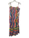 Farm Rio Size L White & Multi Cotton Tie Shoulder Wavy Stripes Elastic Top Dress White & Multi / L