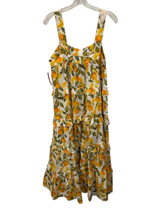 Never Fully Dressed Size 10 White, Orange & Green Cotton Fruit Print Midi Dress White, Orange & Green / 10