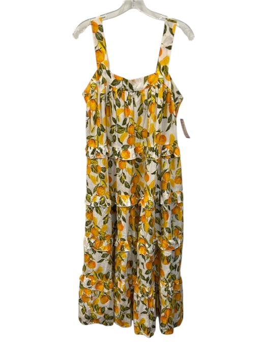 Never Fully Dressed Size 10 White, Orange & Green Cotton Fruit Print Midi Dress White, Orange & Green / 10